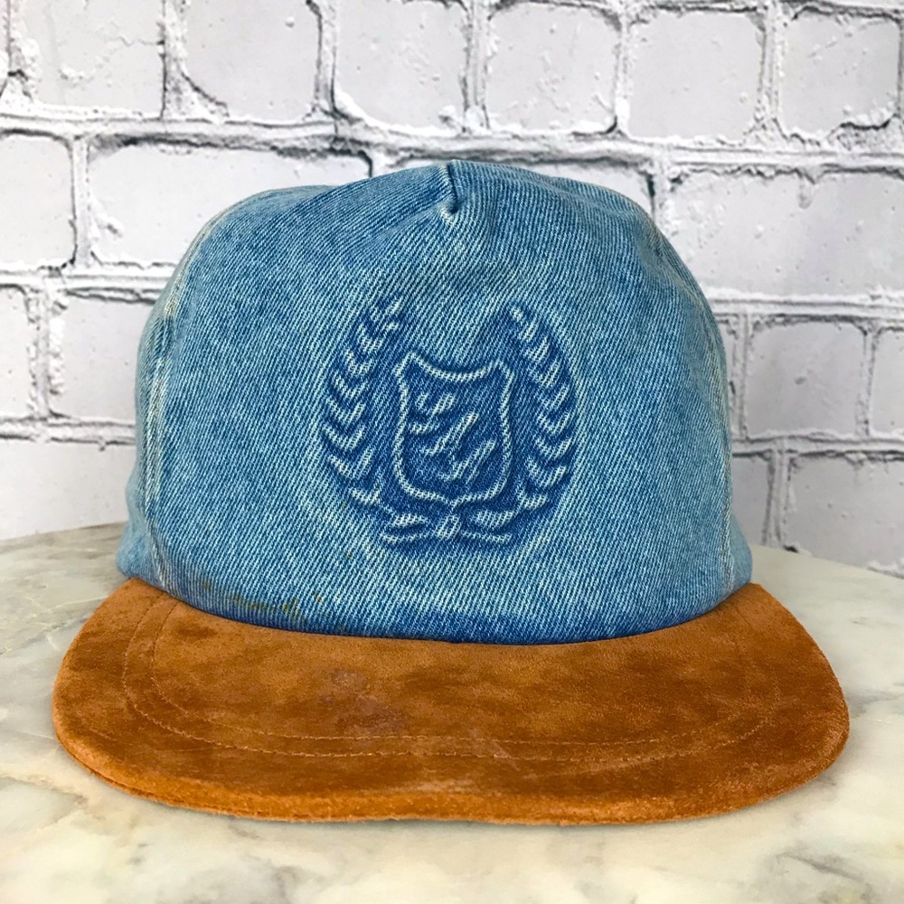 LAA Crest Shield & Wreath Vintage 80’s Denim Blue Jean Canvas Strapback Hat